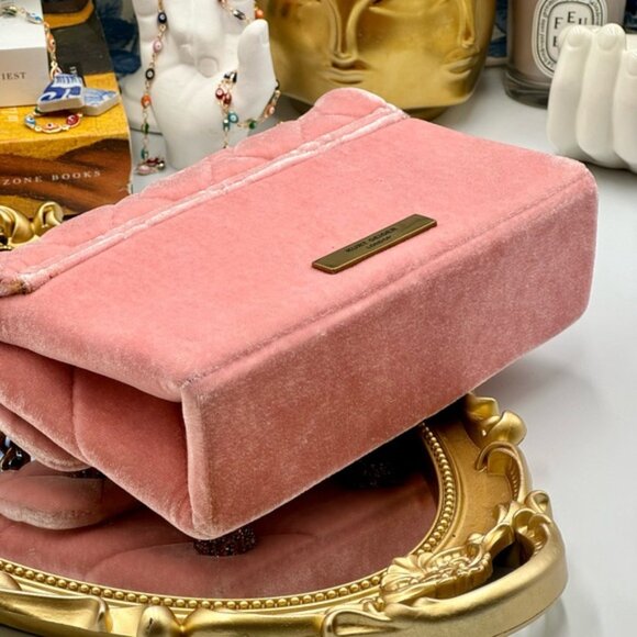 🆕 KURT GEIGER LONDON 🧿 NWOT Kensington Mini Embellished Velvet Crossbody, Pink - Picture 7 of 16